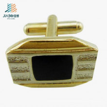 Promotional Gift Black Enamel Logo Gold Plated Custom Brass Cufflink in Metal Crafts